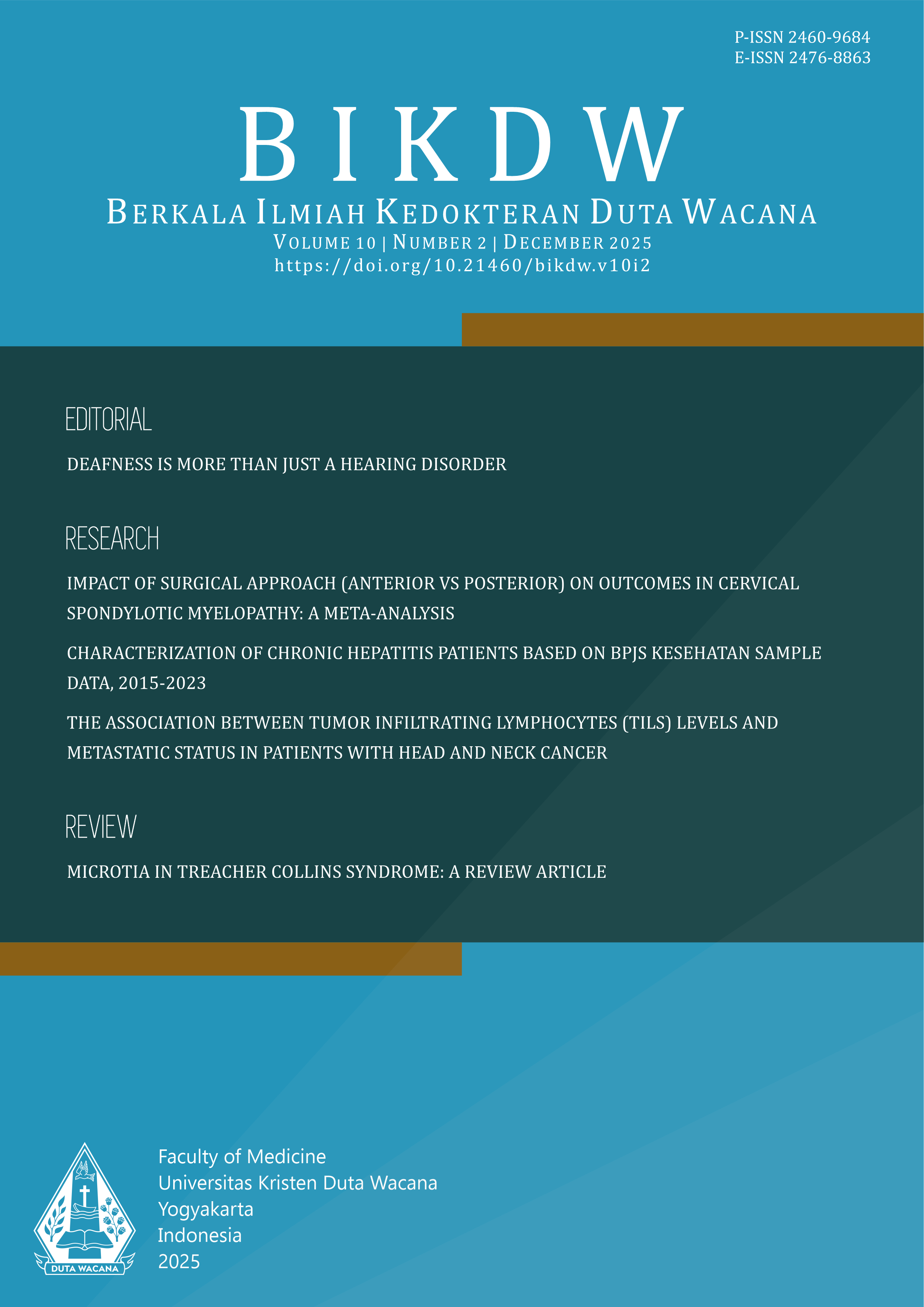 					View Vol. 10 No. 2 (2025): BERKALA ILMIAH KEDOKTERAN DUTA WACANA
				